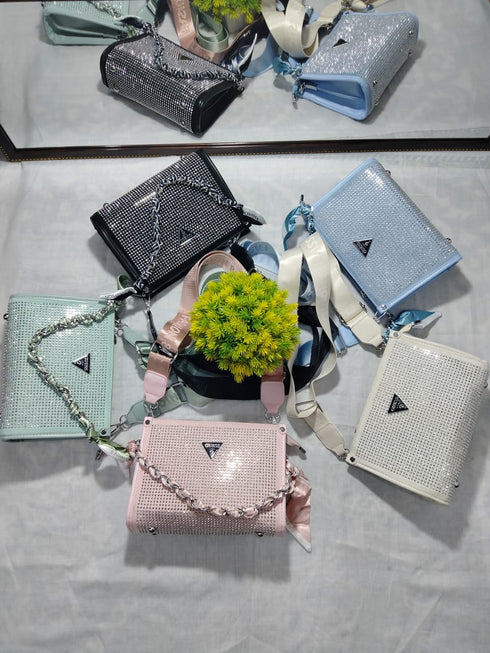 Fancy Rhinestones Embellished Handbag